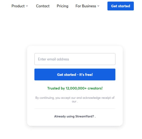 Registration page
